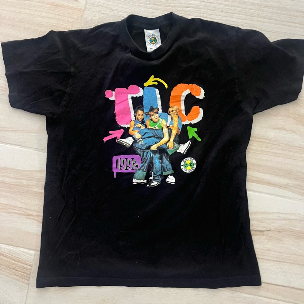 CROSS COLOURS 1992 TLC black and multicoloured tee